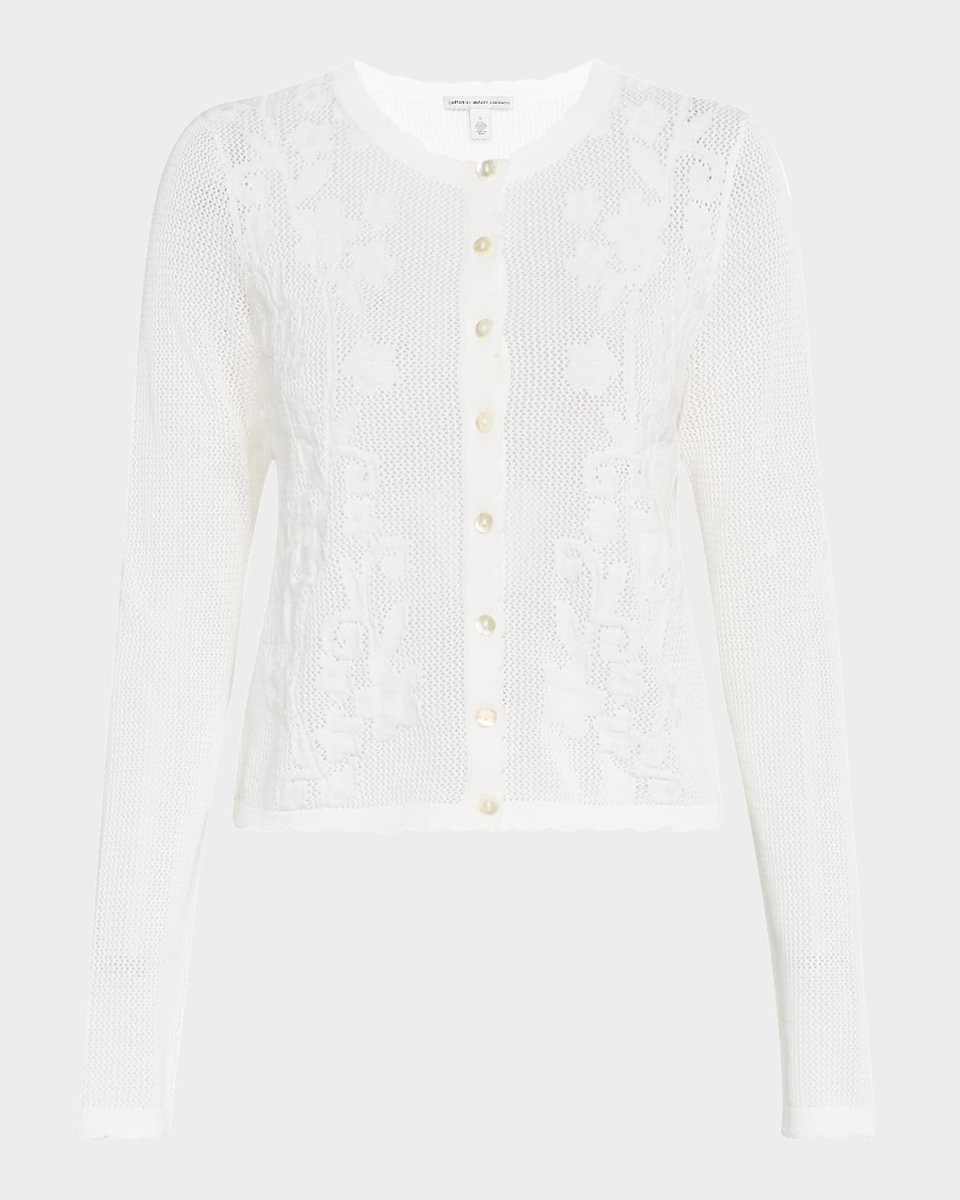 Floral Motif Mesh Cotton Cardigan